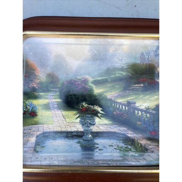 Thomas Kinkade Gardens Beyond Autumn Gate Natures Retreats Framed Plate 1999 - Picture 2 of 4